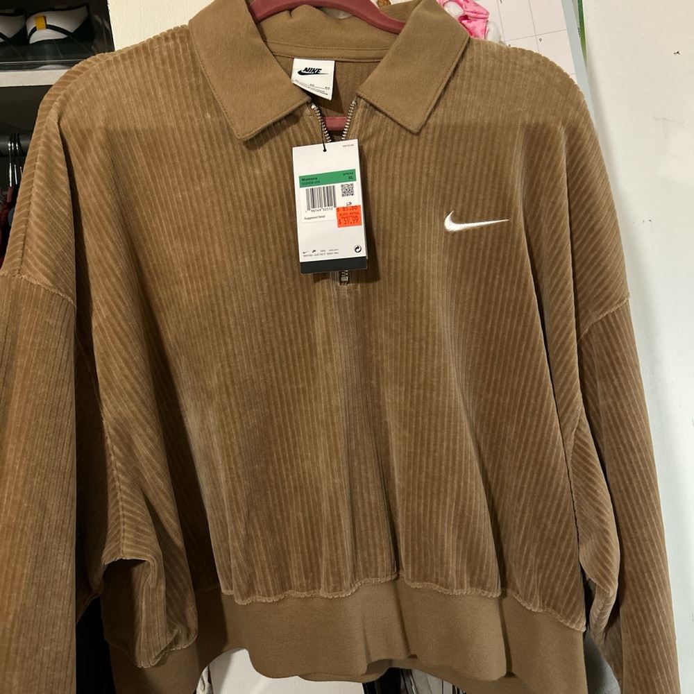 Nike Tan Corduroy Half-Zip Jacket